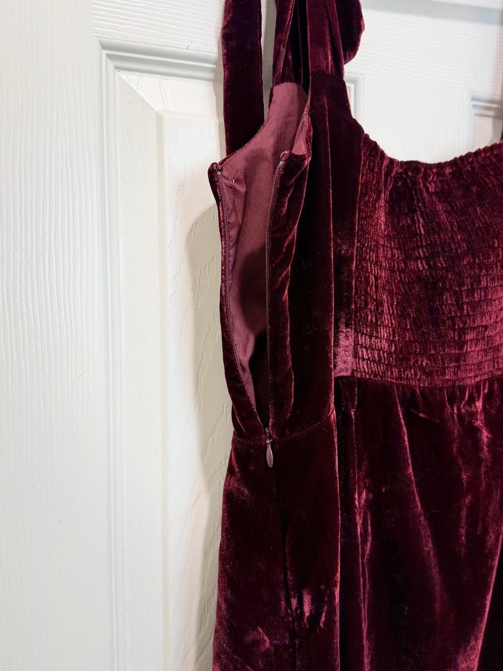 House of Harlow 1960 Burgundy Velvet Tie-Shoulder Mini Dress - Picture 6 of 8